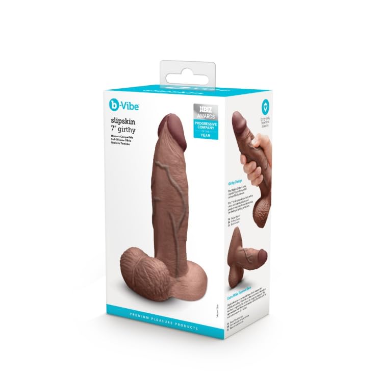 b-Vibe Slipskin Dildo 7in Girthy Brown