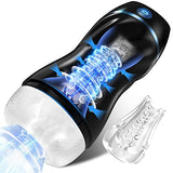 Automatic Sucking Male Masturbators - Upgraded 7 Vibration & Suction Hands Free Pocket Pussy Male Stroker with 3D Realistic Text