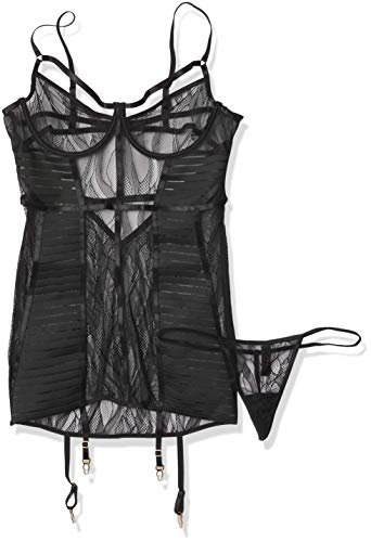 Dg Bondage Garter Slip W/ G-Strng Blk Xl