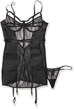 Dg Bondage Garter Slip W/ G-Strng Blk Xl