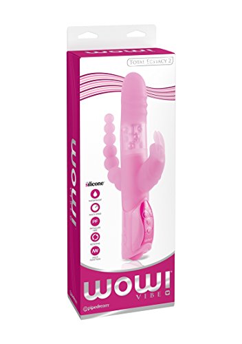 Pipedream Wow Vibe Triple Ecstasy 2 Silicone Rabbit,Waterproof, Pink