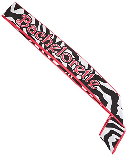 Beistle Bachelorette Satin Sash, 33 x 4, Cerise/Black/White