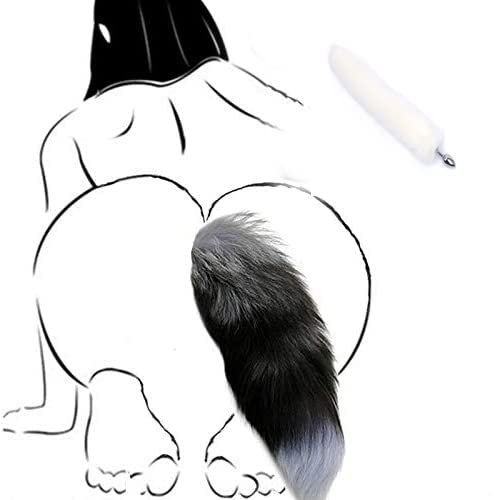 Ooiixx Butt Plug Fox Tail Cosplay Anal Plug Anal Butt Plug Adult Sex Toys for Beginner Women Men Couple (18'' White)
