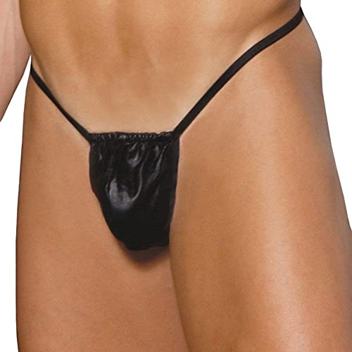 Elegant Moments Mens Leather G-String Pouch - O/S - Black
