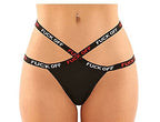 Vibes Fuck Off Lace Panty&Thong Qs Black