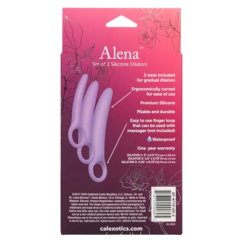 Calexotics Dr Laura Berman Intimate Basics Alena - 3 Piece Silicone Dilators Set With Ergonomic Finger Loop - Waterproof Fetish
