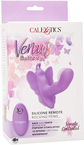 Calexotics Venus Butterfly Silicone Remote Rocking Penis - Hands Free Strap On Personal Massager Probe With Controller - Waterproof Adult Vibrator Sex Toy For Couples - Purple