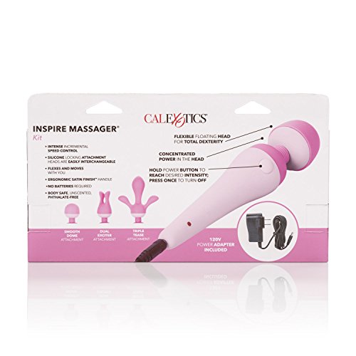Calexotics Inspire Massager Kit - Body Wand Vibrator & Silicone Attachment Set For Couples     Adult Sex Personal Massager - Pin