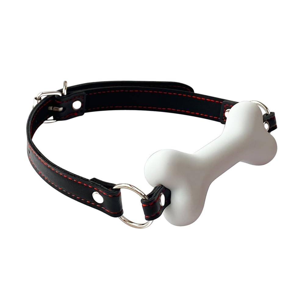 Pfylinqo Dog Bone Mouth Gag White Pet Bone Bite Ball Gag Adjustable Bondage BDSM Fetish Slave Restraints Sex Toys Slave SM Game