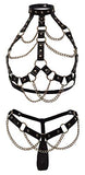 Leather Chain Bra And Thong Black O/S