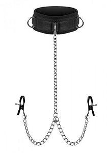 Master Series Bondage Collar And Nipple Clamp Set