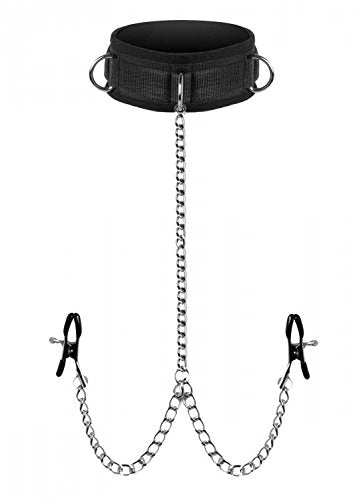 Master Series Bondage Collar And Nipple Clamp Set