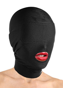 Master Series Disguise Open Mouth Hood With Padded Blindfold, Black, 1 Count
