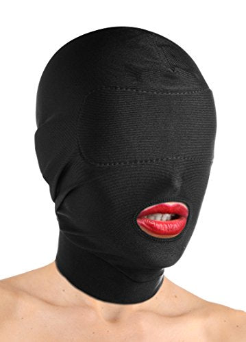Master Series Disguise Open Mouth Hood With Padded Blindfold, Black, 1 Count