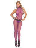 Fishnet Halter Bodystocking - O/S - Purple
