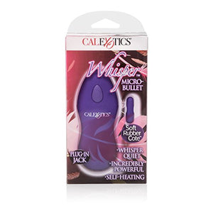 Calexotics Whisper Micro Bullet - Self Heating Wired Pocket Bullet Vibrator - Remote Control Sex Toys For Couples - Adult Egg Massager - 1.25 Inch - Purple
