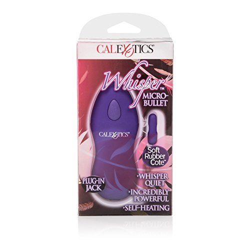 Calexotics Whisper Micro Bullet - Self Heating Wired Pocket Bullet Vibrator - Remote Control Sex Toys For Couples - Adult Egg Massager - 1.25 Inch - Purple