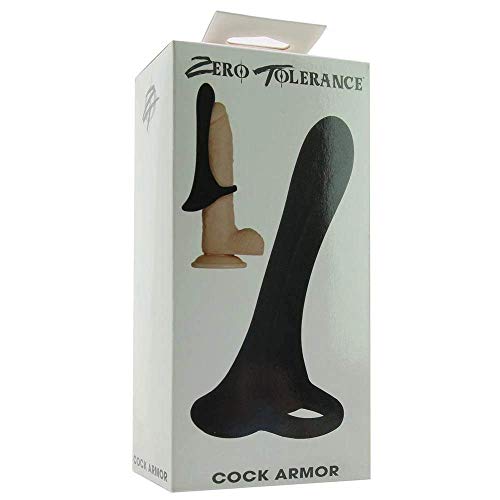 Collections Etc Zero Tolerance Cock Armor Rechargeable Cock Ring With Long Penis Bullet Vibrator, Black