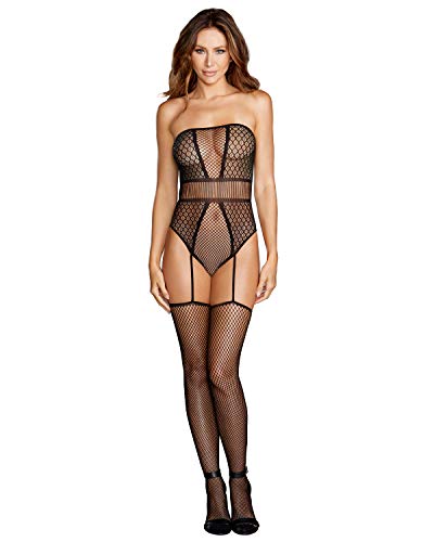Dg Strapless Teddy Bodystocking Blk Os