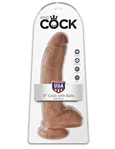 King Cock 9In Cock With Balls - Tan
