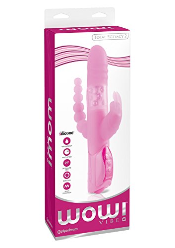Pipedream Wow Vibe Triple Ecstasy 2 Silicone Rabbit,Waterproof, Pink