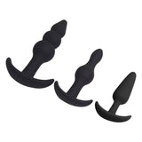 Silicone Anal Plug Pack of 3 Silicone Anal Beads Plugs Kit Trainer Set for Beginners Advanced Users with Flared Base Prostate Se