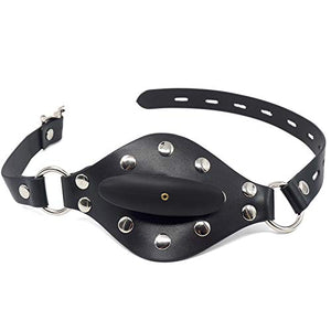 BDSM SM Open Mouth Gag Inflatable Silicone Ball Gag Mouth Plug with Lock for Men Women Gay, Adjustable Fetish Head Harness for A
