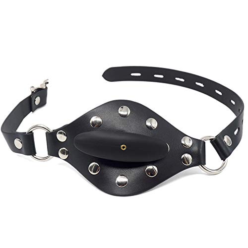 BDSM SM Open Mouth Gag Inflatable Silicone Ball Gag Mouth Plug with Lock for Men Women Gay, Adjustable Fetish Head Harness for A