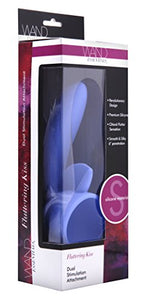 Wand Essentials Fluttering Kiss Dual Stimulation Silicone Wand Massager Attachment, Purple (Ad440)