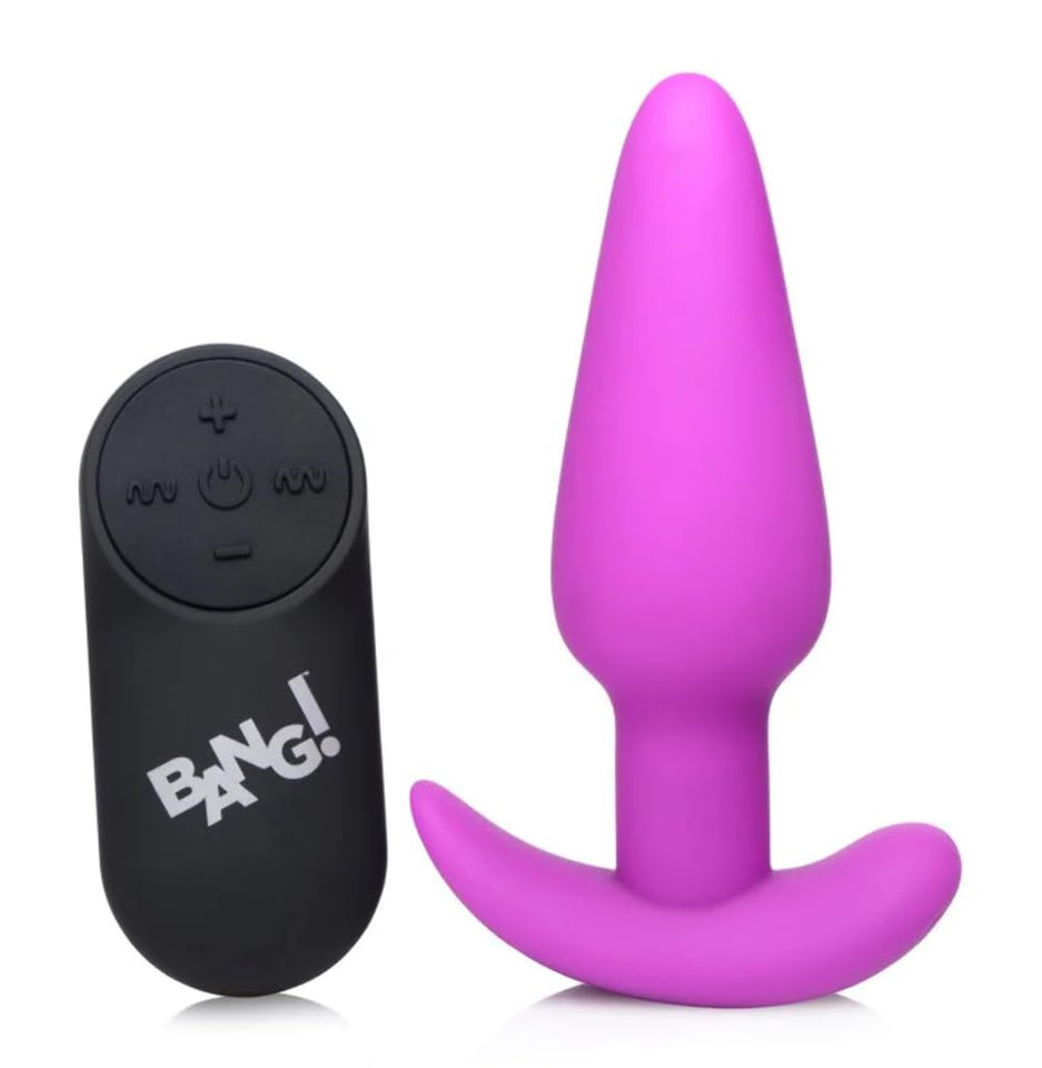 Bang! 21X Vibrating Silicone Butt Plug W/ Remote Purple