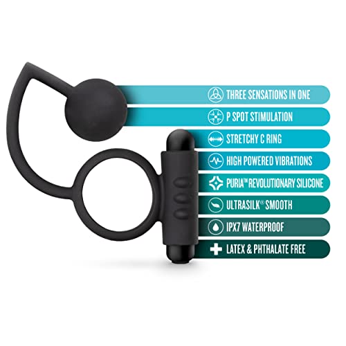 Anal Adventures Platinum Silicone Anal Ball W/ C Ring Black