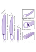 Calexotics Dr Laura Berman Intimate Basics Isabelle - 2 Piece Vibrating Silicone Dilators Set With Ergonomic Finger Loop - Waterproof Fetish Sex Toys For Couples - Purple