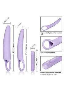 Calexotics Dr Laura Berman Intimate Basics Isabelle - 2 Piece Vibrating Silicone Dilators Set With Ergonomic Finger Loop - Waterproof Fetish Sex Toys For Couples - Purple