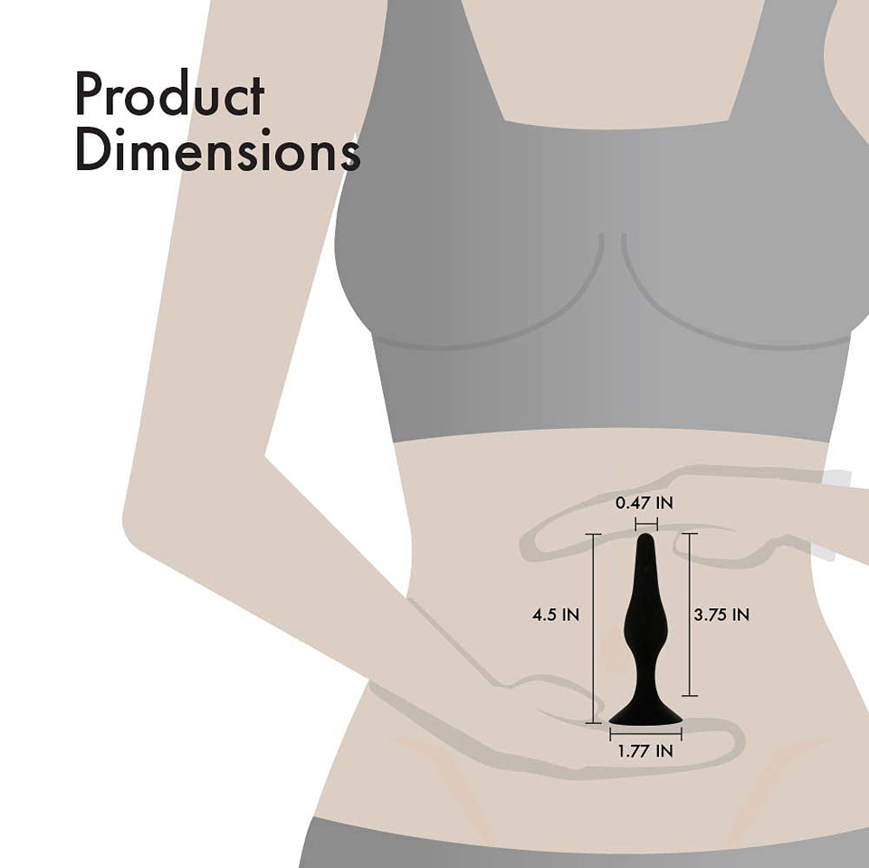 Pure Love Silicone Anal Butt Plug 4.5'', Adult Sex Toy, Classic Sex Toy, Black