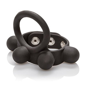 Calexotics Large Weighted C-Ring Ball Stretcher Silicone Fully Adjustable 3 Snap Design Erection Enhancer, Black,43057
