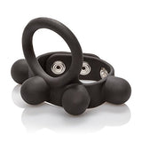 Calexotics Large Weighted C-Ring Ball Stretcher Silicone Fully Adjustable 3 Snap Design Erection Enhancer, Black,43057
