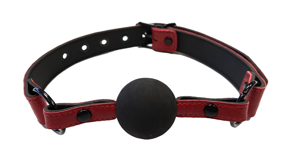 Burgunday Leather Ball Rubber Gag