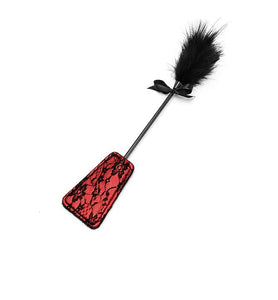 SM Rap Whip BDSM Feather Flower Lace Bow Feather Flirt Bondage Spanking Rap Sex Toys(Red)