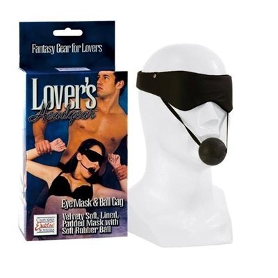 California Exotics Lover'S Headgear Eye Mask & Ball Gag, Black