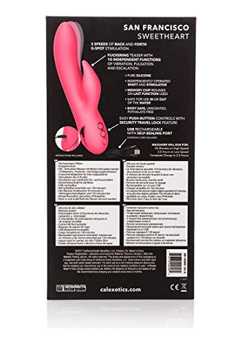 Calexotics California Dreaming San Francisco Sweetheart - Silicone Rabbit Vibrator - Waterproof G Spot Sex Toys For Couples - 10 Vibration Function Massager - Pink