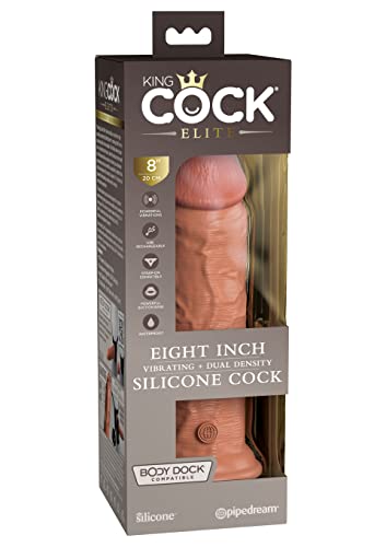 8 Inch Dual Density Vibe Silicone Cock - Tan Cock - Tan
