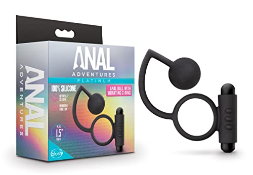 Anal Adventures Platinum Silicone Anal Ball W/ C Ring Black
