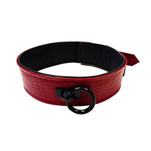 Leather Collar Cuffs Burgunday & Black