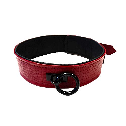 Leather Collar Cuffs Burgunday & Black