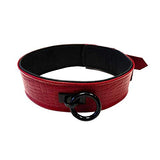 Leather Collar Cuffs Burgunday & Black