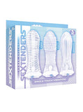 The 9S Vibrating Sextenders 3 Pack Nubbed Contoured Ribbed