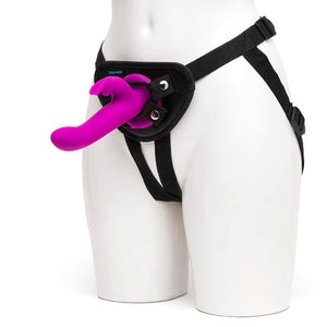 Happy Rabbit Silicone Rechargeable Vibrating Strap On Harness Set - Purple