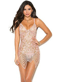 Elegant Moments Remy Lace Wireless Chemise Set, S, Light Pink