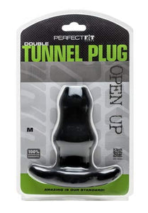 Perfect Fit Double Tunnel Plug, Hollow Butt Plug, Pfblend, Tpr/Silicone, Use For Anal Training, Black, Medium
