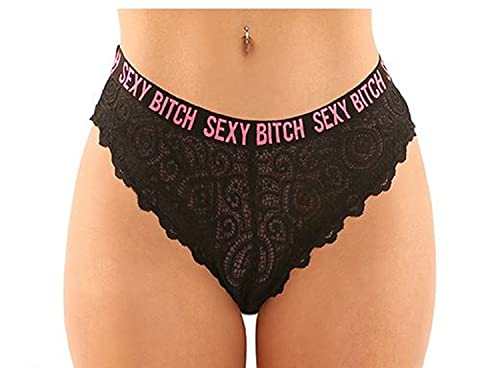 Vibes Sexy Bitch Panty&Thong Qs Black/Pk